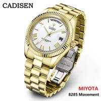 cadisen new gold watch men automatic mechanical top brand luxury watch business waterproof miyota 8285 movement mens wristwatch