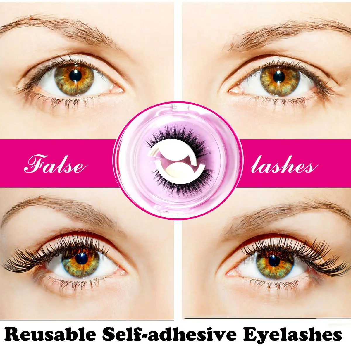 

1 Pair Reusable Self-adhesive Eyelashes No Glue Needed Natural Curly False Eyelashes 3D Mink Handmade Lashes