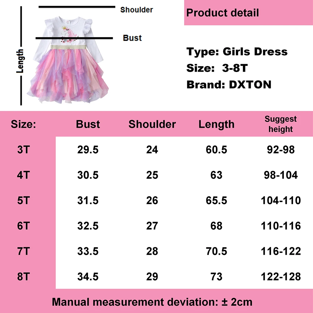DXTON-vestidos de princesa para ni&ntilde;as, tut&uacute; Irregular, ropa de unicornio, apliques florales, vestido de fiesta de cumplea&ntilde;os-5