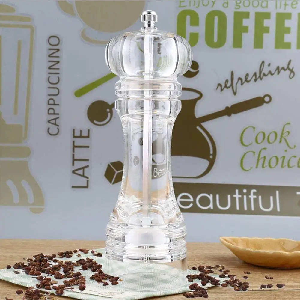 

2 In 1 Pepper Grinder Transparent Manual Pepper Grinder Multi-purpose Kitchen Seasoning Tool Ceramic Bottle Core C0H2