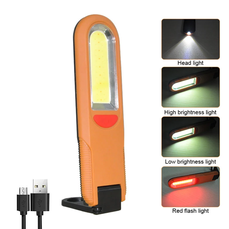

400LM COB LED Emergency Flashlight 900mAh USB Work Light Inspection Lamp Pocket Travel Table Desk Light Red Flash Warning Lamp