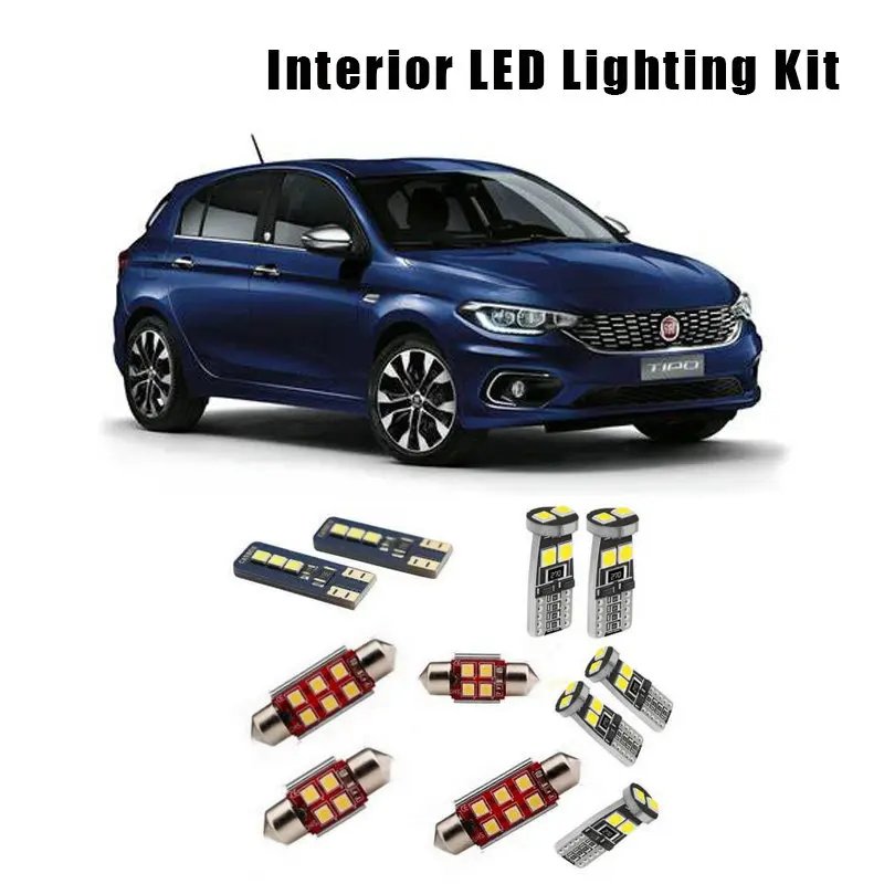 

For Fiat Tipo 2015 2016 2017 2018 7pcs White Canbus Error Free LED Bulbs Interior Dome Reading Map Lights Kit Glove Box Light