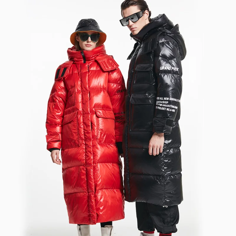 Женское пуховое пальто на 90% белом утином пуху Свободное длинное парка большого