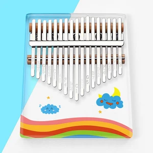 Kalimba 17 Keys,Crystal Painted Transparent Thumb Piano Starter Finger Piano with Kalimba Case Tune Hammer Study Booklet Case