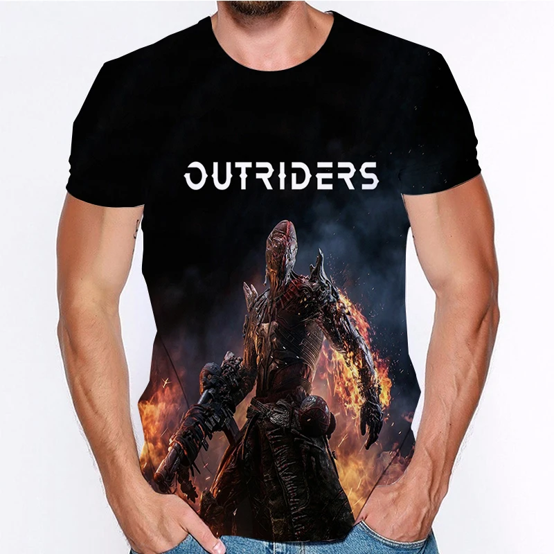 

Футболка OUTRIDERS мужская с 3D принтом, летняя мультяшная аниме футболка, футболки с коротким рукавом Outriders, уличная одежда