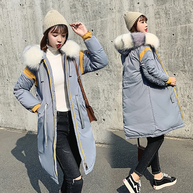 Корейский стиль женское теплое пуховое пальто с капюшоном толстая верхняя