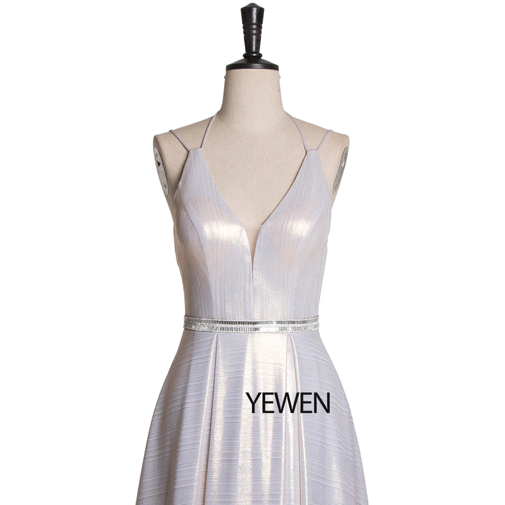 Sexy Sparkle Prom Dresses V-Neck Sleeveless Elegant Tencle Evening Party Gowns For Womens LT3512-1 Vestidos Gala Largos | Свадьбы и