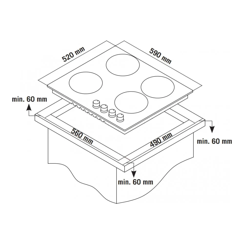 Газовая варочная панель Candy CSVG64SGN|Встраиваемые варочные панели| |