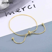 sipengjel fashion simple design gold color snake chain bangle adjustable bracelets for women girls beads jewelry
