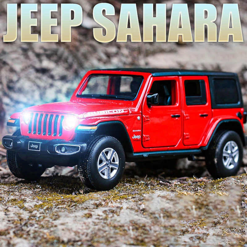 Джипы Sahara Wrangler Модель игрушечных транспортных средств 1:32 звуковые светильник