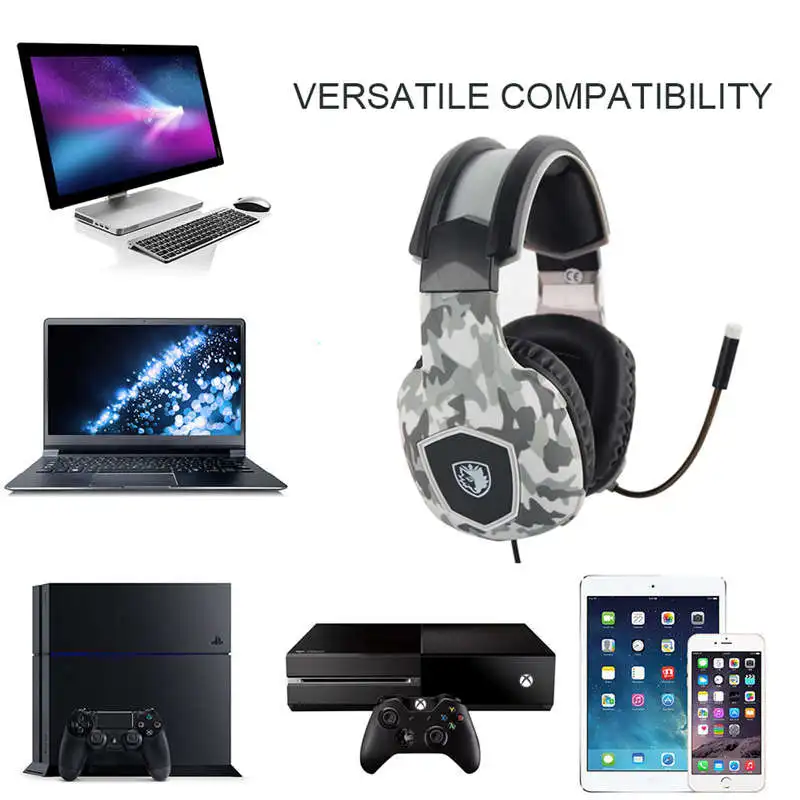Sades Sa818 шлем Ps4 игровая гарнитура с микрофоном камуфляж стерео наушники для ПК сотовый телефон ноутбук