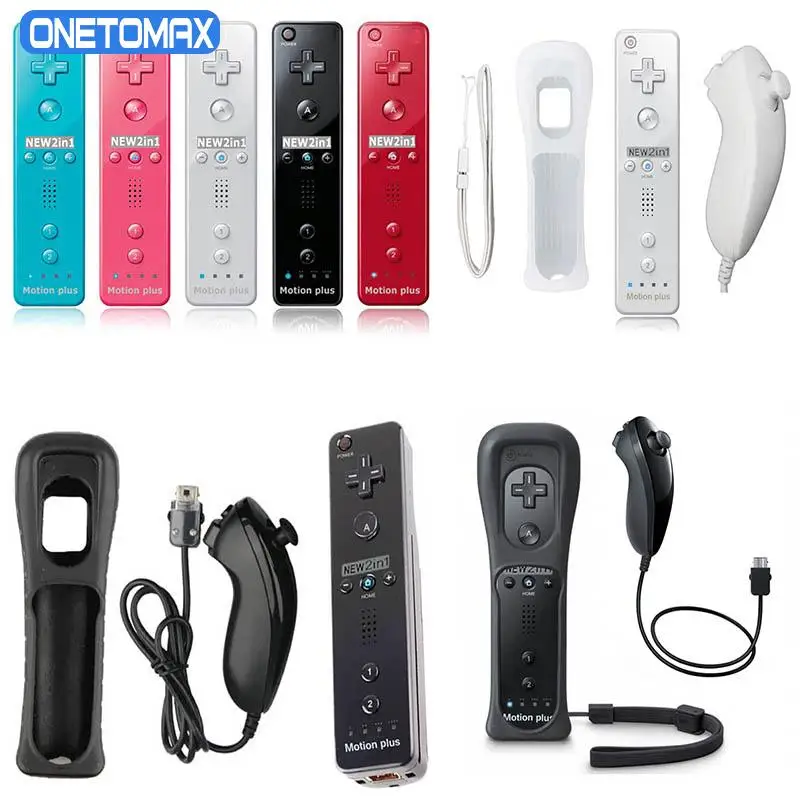 

2 in 1 For Nintend Wii Remote Gamepad Controller Built-in Motion Plus Bluetooth Wireless Remote Controle For Wii Nunchuck Joypad