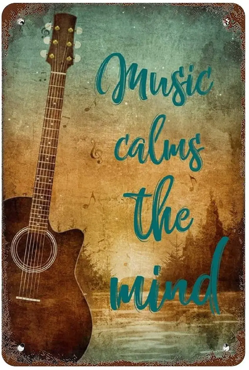 Металлическая табличка с музыкой Calms The Mind винтажная железная картина для дома