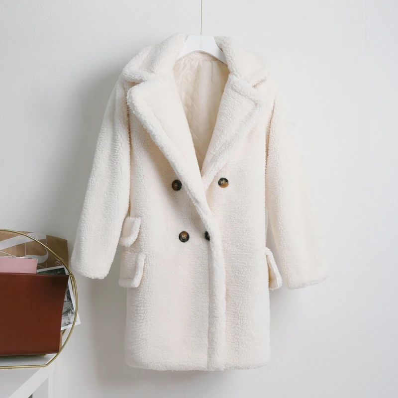 Oversized Teddy Coat Women Jacket 2021 Autumn Winter Candy Color Long Thick Warm Padded Coats Ladies Lambswool Fur Coats