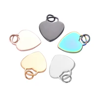 5pcs wholesale stainless steel 22x25x1 8mm thick mirror polish blank heart charm dog tags pendant necklace jewelry