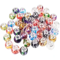 10 pcs color flower large hole glass beads charms bulk fit pandora bracelet european for jewelry making women diy keychain charm