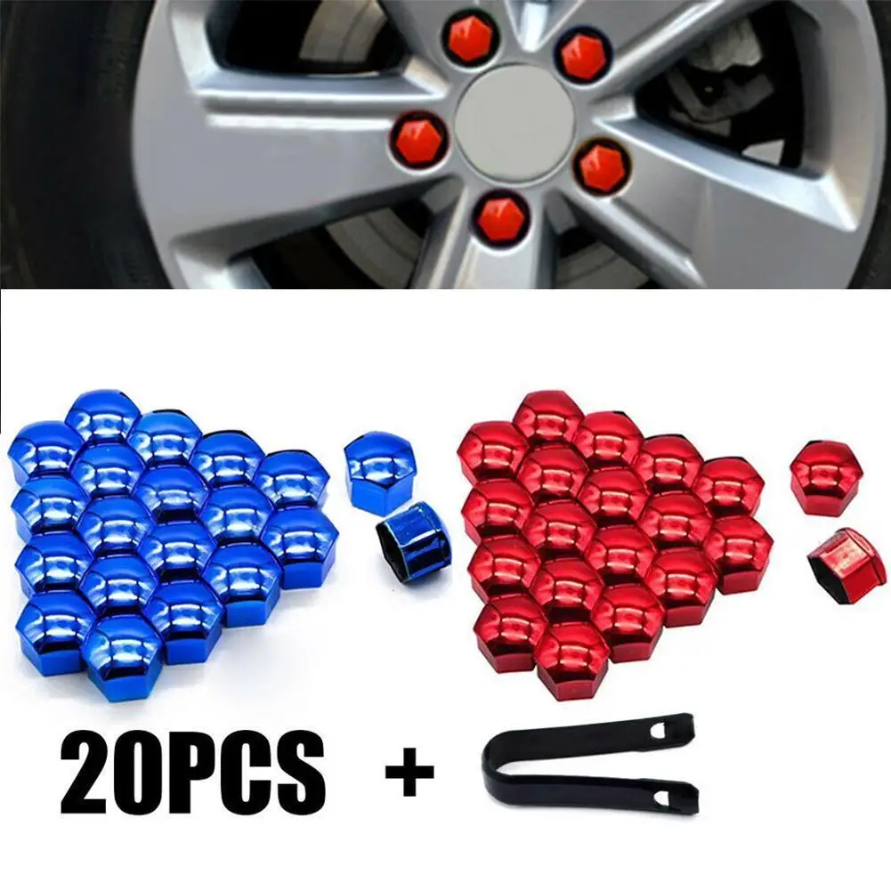New 20pcs Wheel nuts 19-21mm Car Tyre Wheel Hub Covers Protection Caps Wheel Nuts Covers Hub Screw Protector Dust Proof Bolt Rim