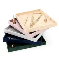 hot sale beige pink green blank jewelry show case shop watch necklace display stand bracelet long chain organizer leather velvet