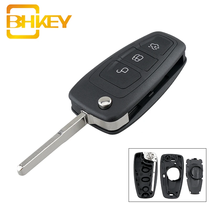 BHKEY Замена для Ford Key Shell 3 кнопки Автомобильный ключ Transit Tourneo Custom 2012 2019