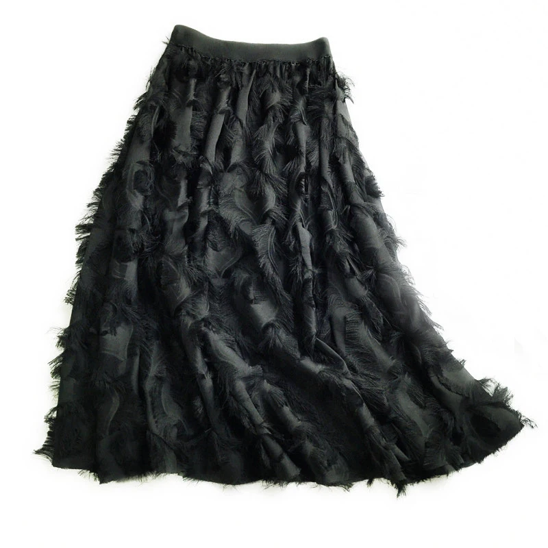 Юбка женская плиссированная средней длины шикарная Макси юбка с бахромой и