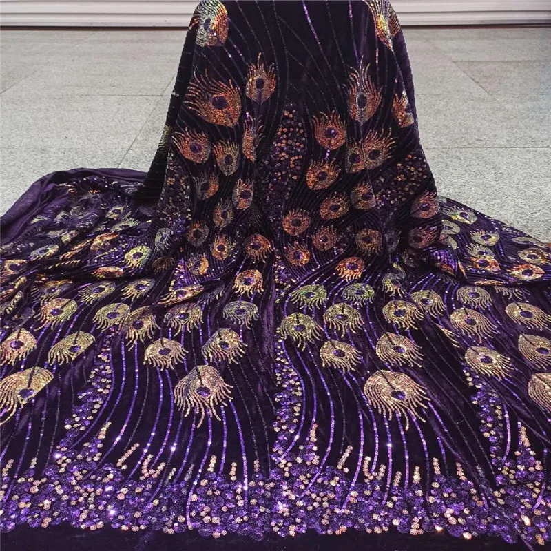 

Нигерийские блестки бархатные кружевные ткани 2020 фиолетовые высококачественные африканские кружевные ткани свадебные французский тюль к...