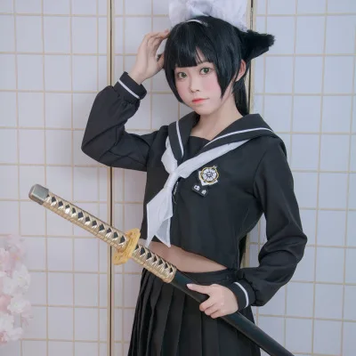 

Anime Kantai Collection Maid Cosplay Costume Cute Girl Takao Atago Lolita JK Uniform Japan School Sailor Suit Women Top + Skirt