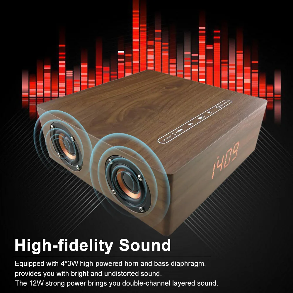 Bluetooth Колонка Q5C деревянная с поддержкой TF карты и U диска|Портативные колонки| |