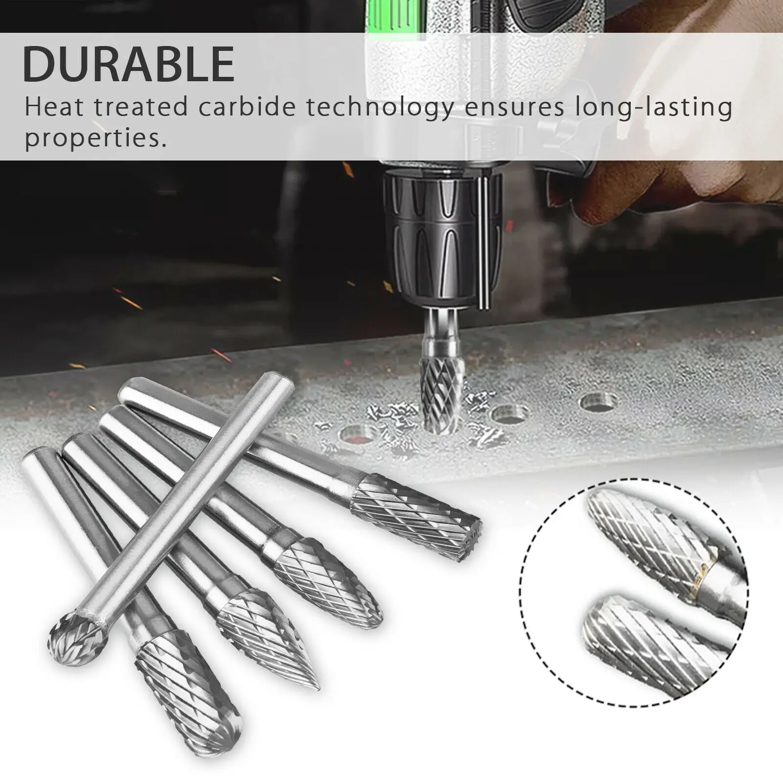 

5PCS Burrs Set Head Tungsten Carbide 6mm Shank Die Grinder Bit Tools Kit Useful