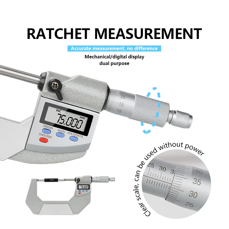 

CMCP 0.001mm Electronic Digital Micrometer 0-100mm Micrometer Gauge IP65 Waterproof Digital Outside Caliper Measuring Tools