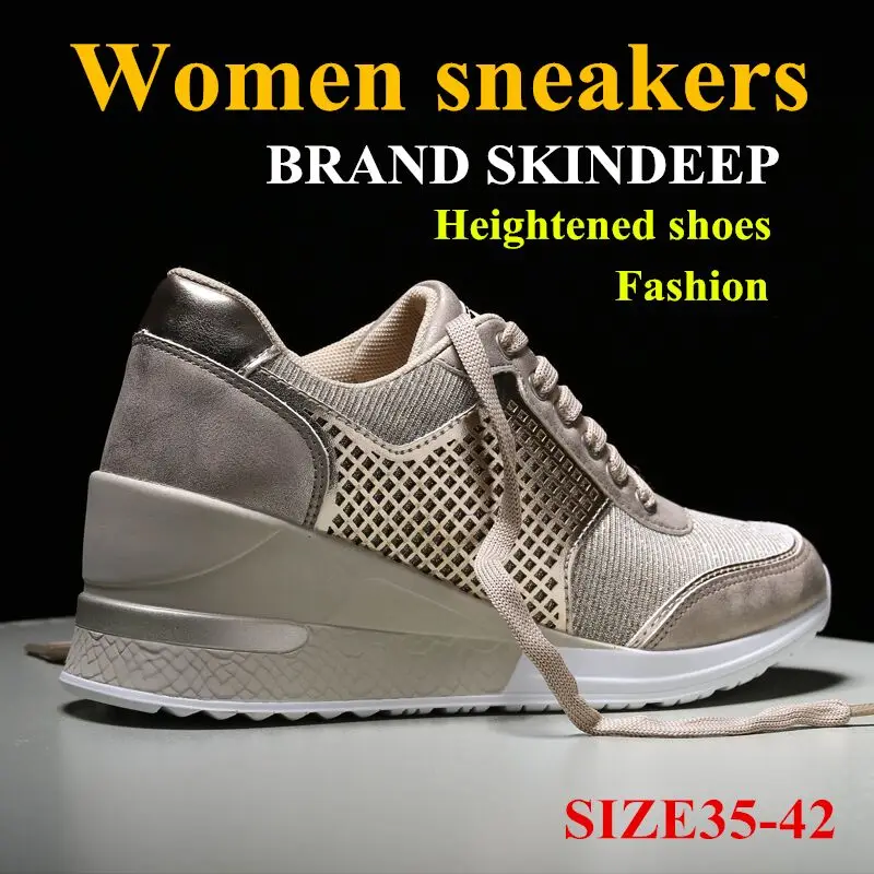 

Women's Wedge Sneakers Platform Walking Shoes for Female Outdoor Glitter Sneakers Girls Thick Bottom Shoes Hidden Heeled Sneaker