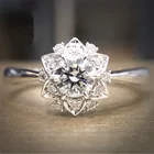 Женское кольцо Milangirl, с белыми цветами и кристаллами циркония, инкрустированное сверкающими фианитами, стразы для свадьбы, помолвки, модные ювелирные украшения