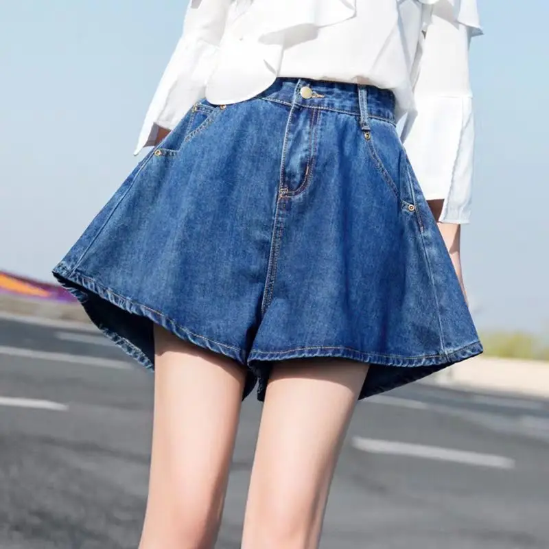 Female Short Jeans Ladies Plus Size Women Denim Shorts Summer Vintage Casual Loose Wide Leg