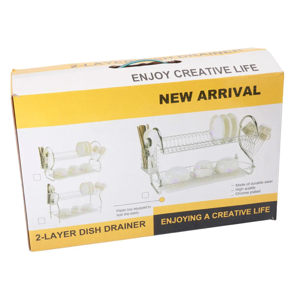 

Multifunctional S Shaped Dual Layers Dish Drainer Bowls Spoons Collection Shelf XH8Z