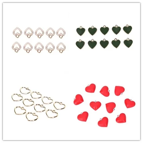 Женские круглые серьги сердечки с эмалью 10 шт. подвески на браслет кулон ручной