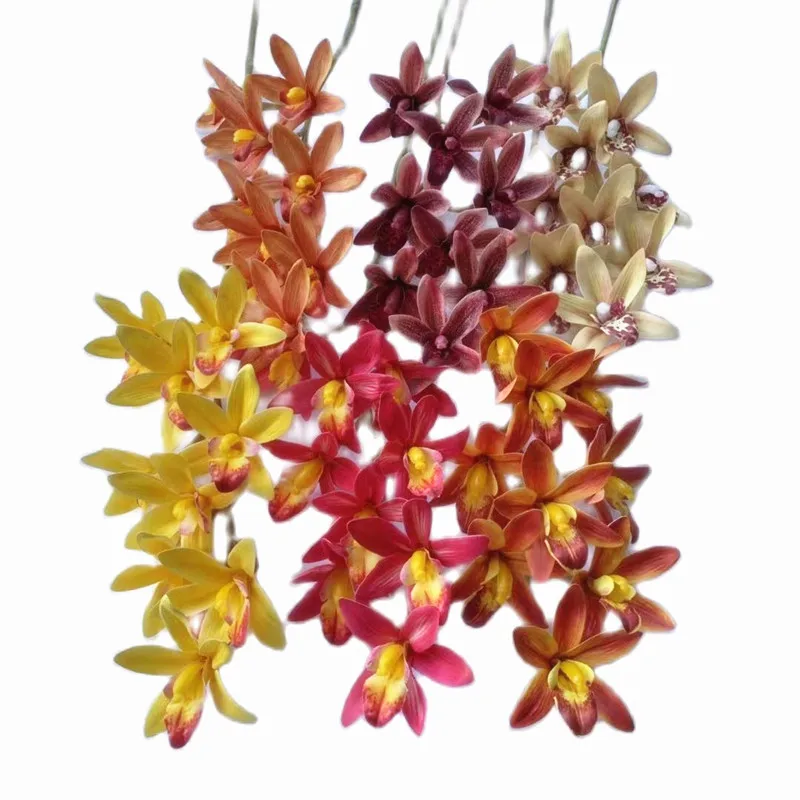 One Real Touch Cymbidium Орхидея цветок растение искусственные 9 головок фаленопсис для