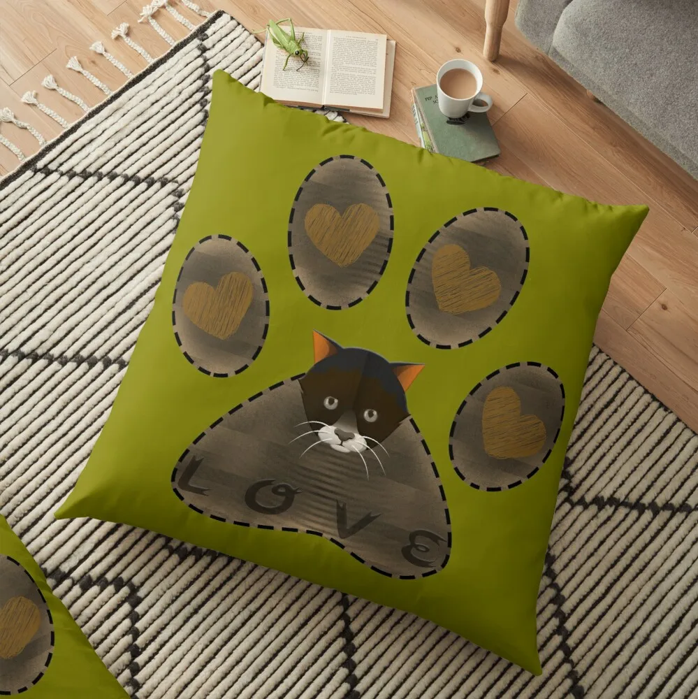 

Cat Paw Love Brown Paw Printed Decorative Cushion Sofa Cover Pillow Pillowcase Decorations For Home Decor Pillow Cover 2021