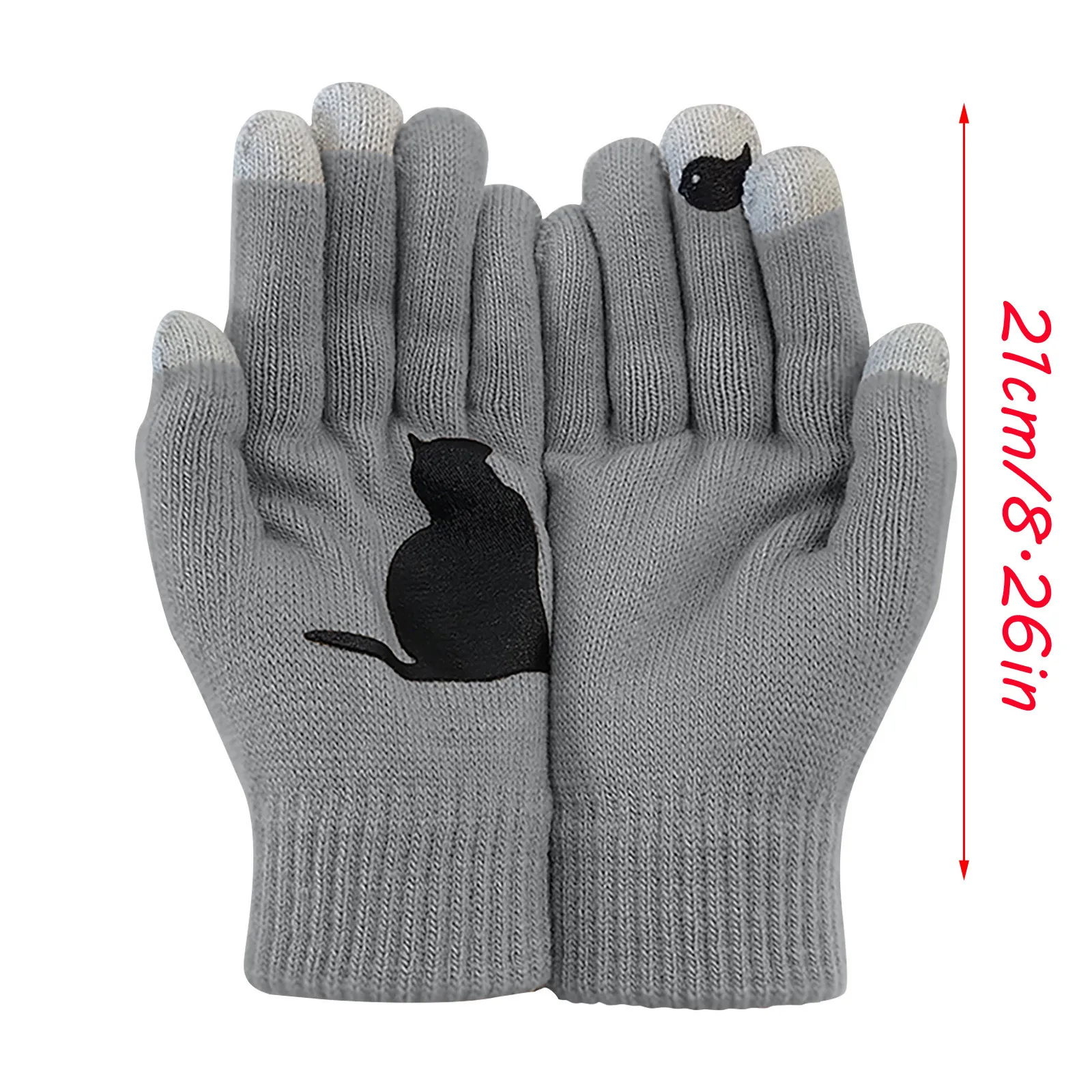 

Unisex Winter Gloves Women Pug Dog Bones Printing Ladies Outdoor Warm Gloves Black Mitten Chrimas Gift Free Size