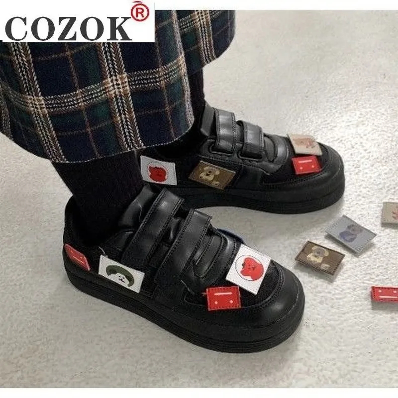 

2021 Autumn Women's Vulcanized Shoes Fashion Velcro Platform Sneakers Round Head Low Heels Women Casual Shoes Zapatillas Mujer