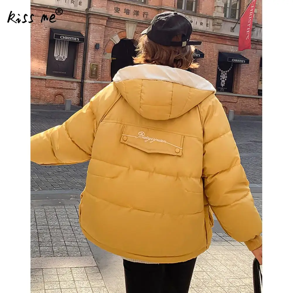 Однотонная Повседневная куртка с капюшоном для девочек свободное теплое пуховое