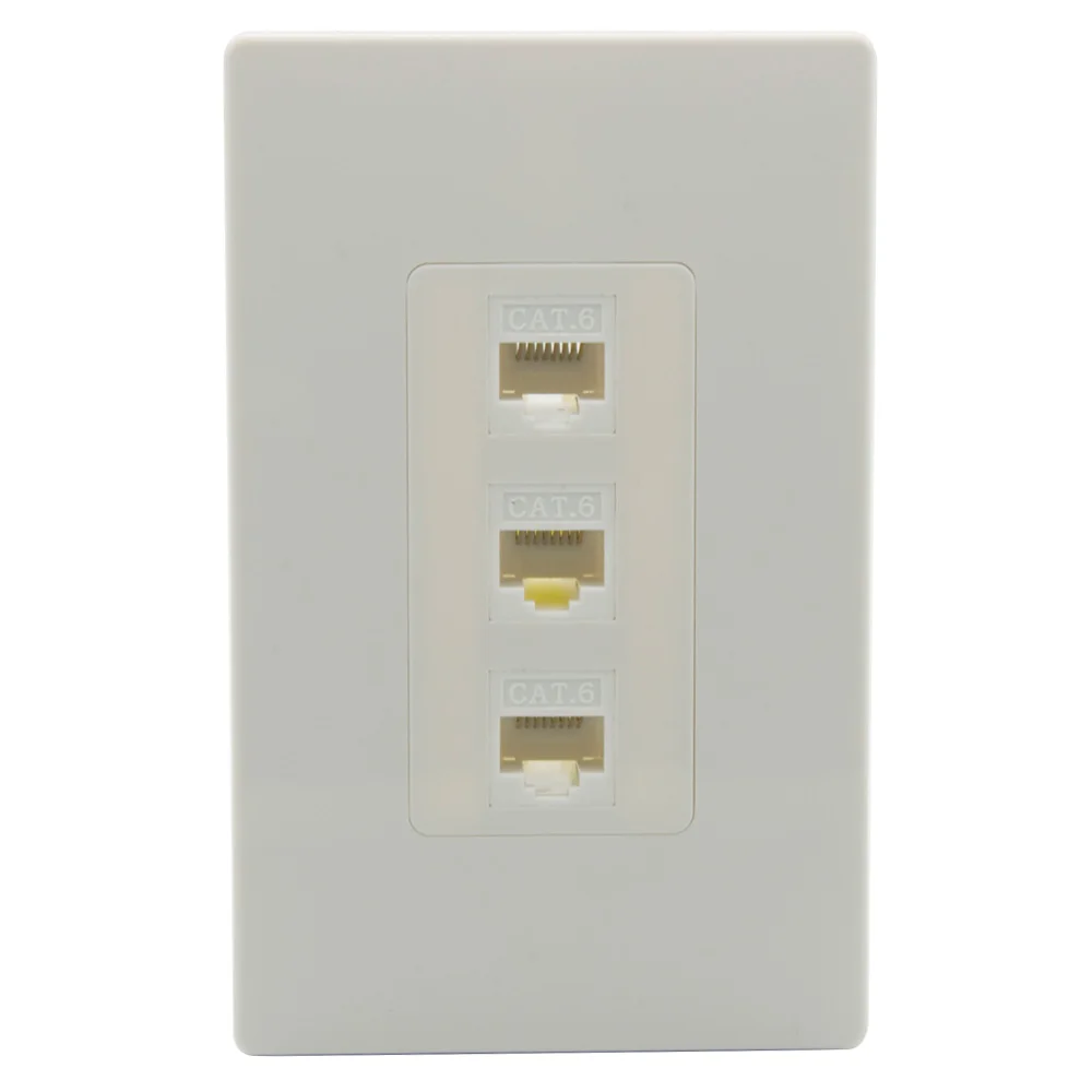 Новый дизайн 1 комплект без винтов декоративный стиль 3 порта CAT6 RJ45 Женская