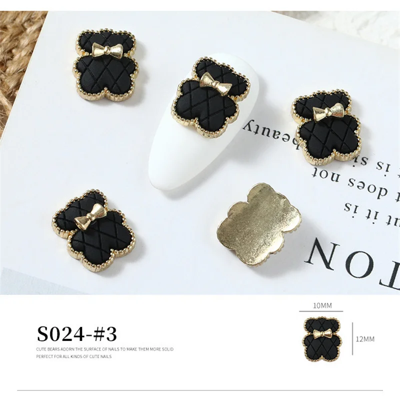 5 шт. галстук-бабочка для ногтевого дизайна медведь в клетку наклейки ногтей из