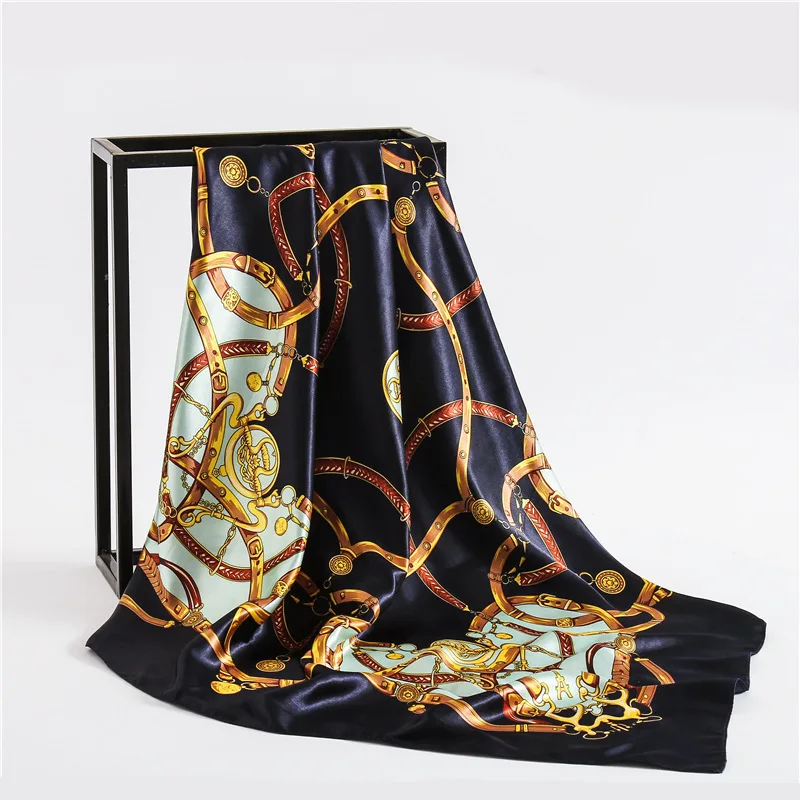 2021 дизайнерские квадратные атласные шарфы для женщин маленький хиджаб шарф