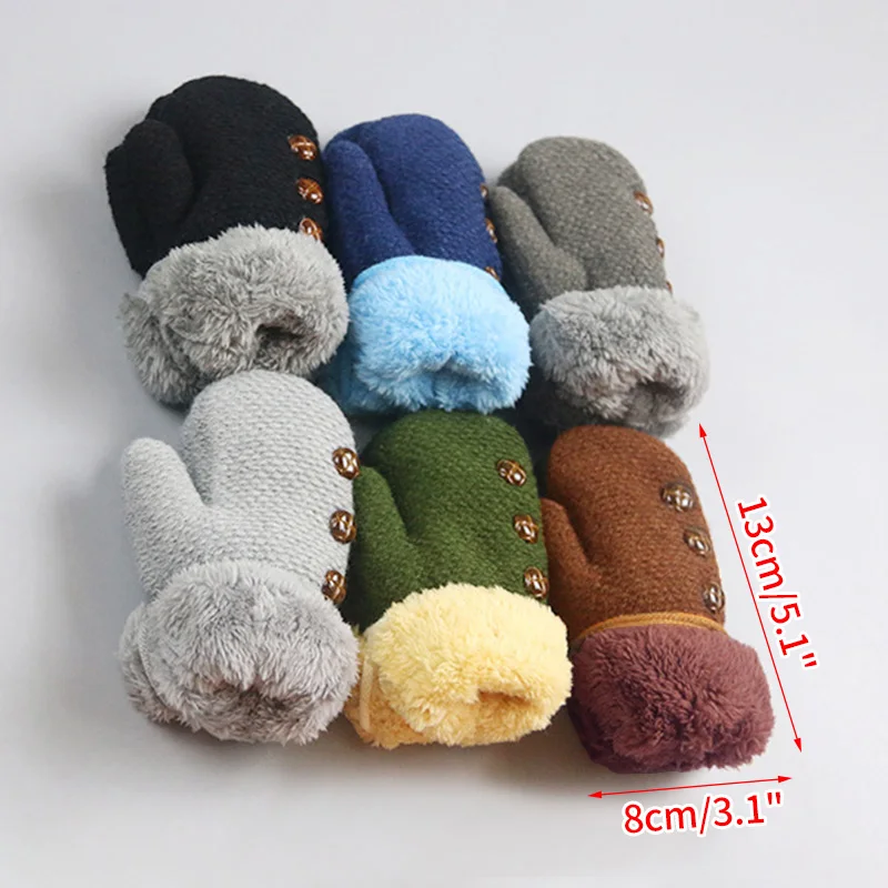 

3-7Y Baby Winter Gloves Warm Knitted Mittens Girls Boys Rope Full Finger Gloves Mittens for Children Toddler Thicken Gloves