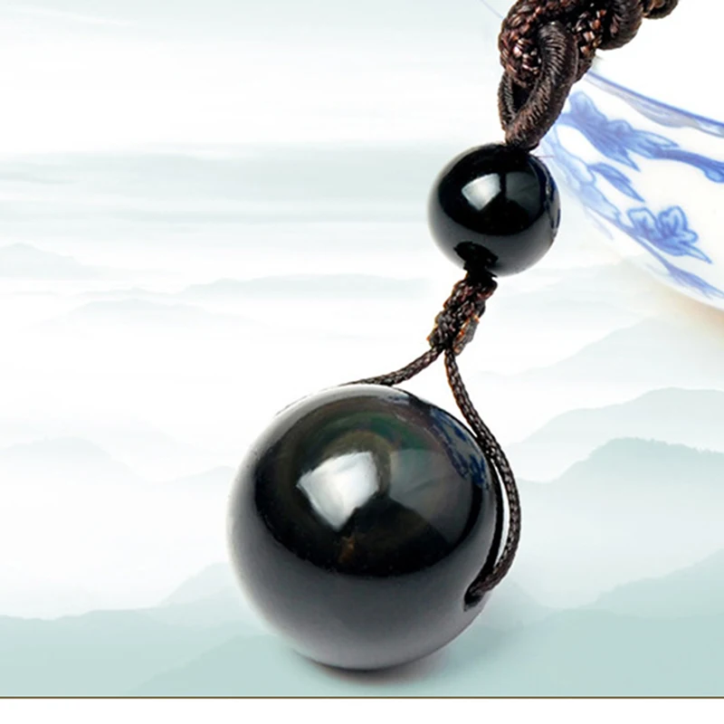 Черные обсидиановые радужные бусины для глаз шарики Переводные счастливые