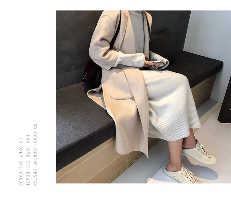 Turtleneck Cashmere Knitted Sweater Dress Women Autumn Spring Noodles Elastic Long Sleeve thick Pullover Winter Dress