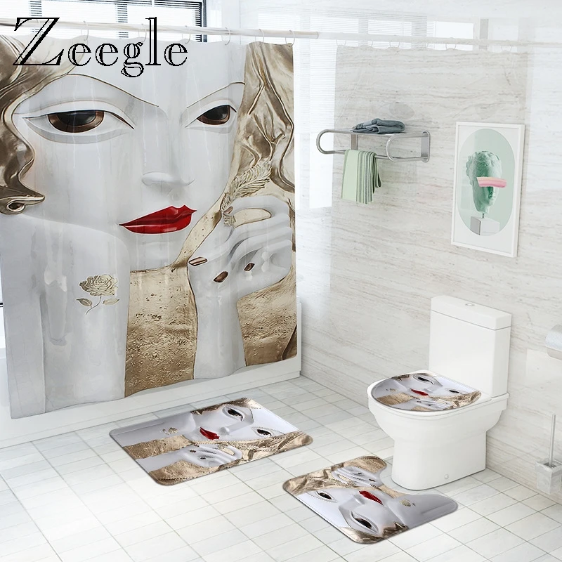 

Впитывающий Коврик для ванной и душевой занавески с принтом