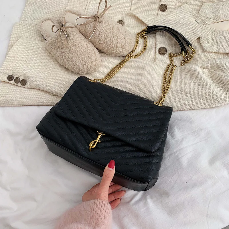 

High Capacity Chain Women Shoulder Bag Sewing Thread Female Messenger Bag Brand Design Sling Bag Ladies Handbag Bolsa Feminina