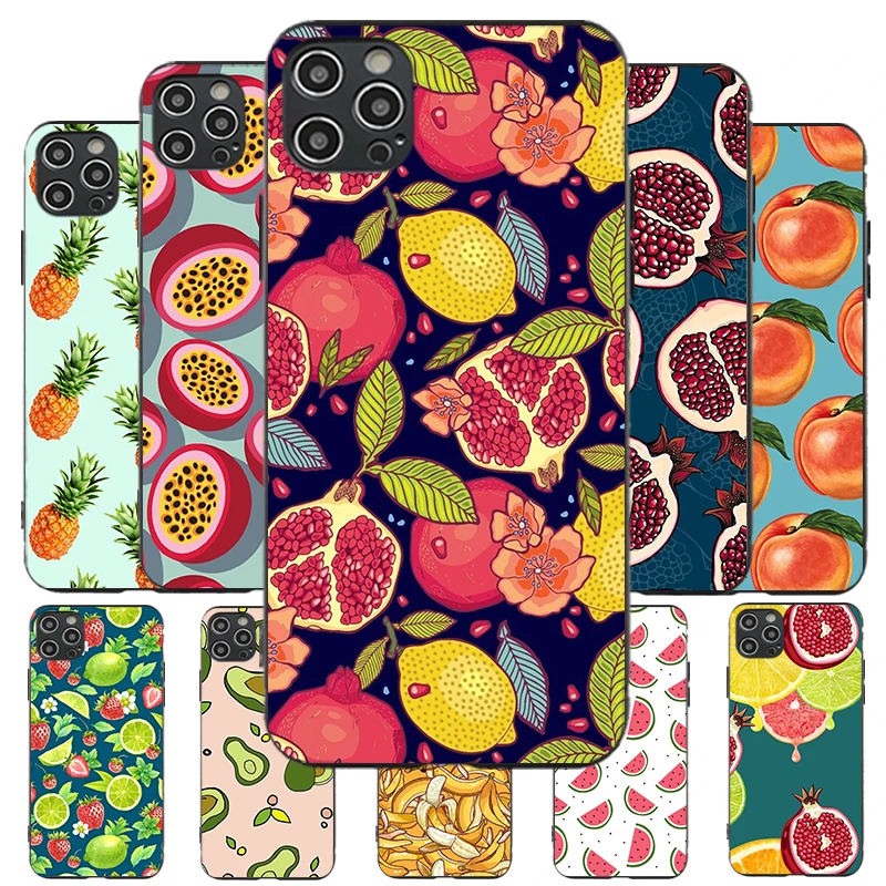 

Avocado Cherry Fruit Print Phone Case For iPhone 6 7 8 SE X XS XR чехол на айфон 11 12 Pro Max Silicone Case Apple iPhone Cover
