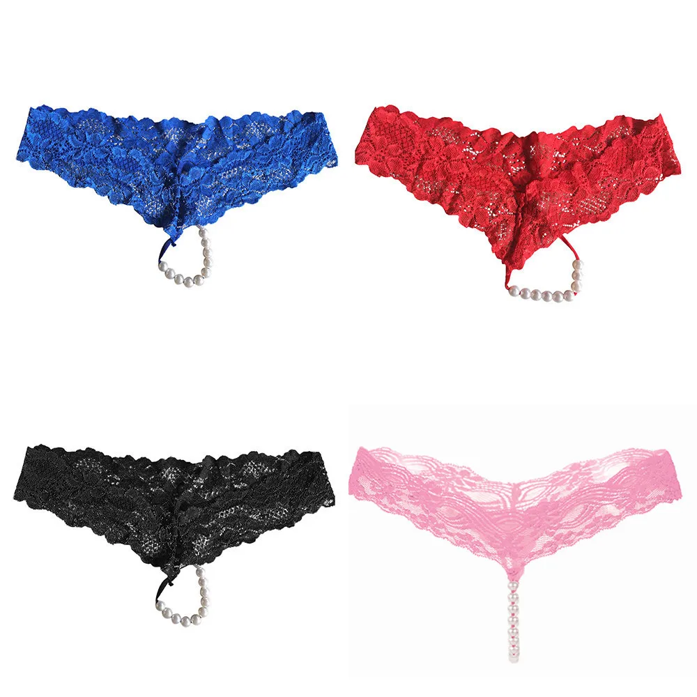 

Sexy Underwear Women Briefs Panties Back Bow Panties Women G String T-back Thong Transparent Lingerie Cute with Pearls Panties#G