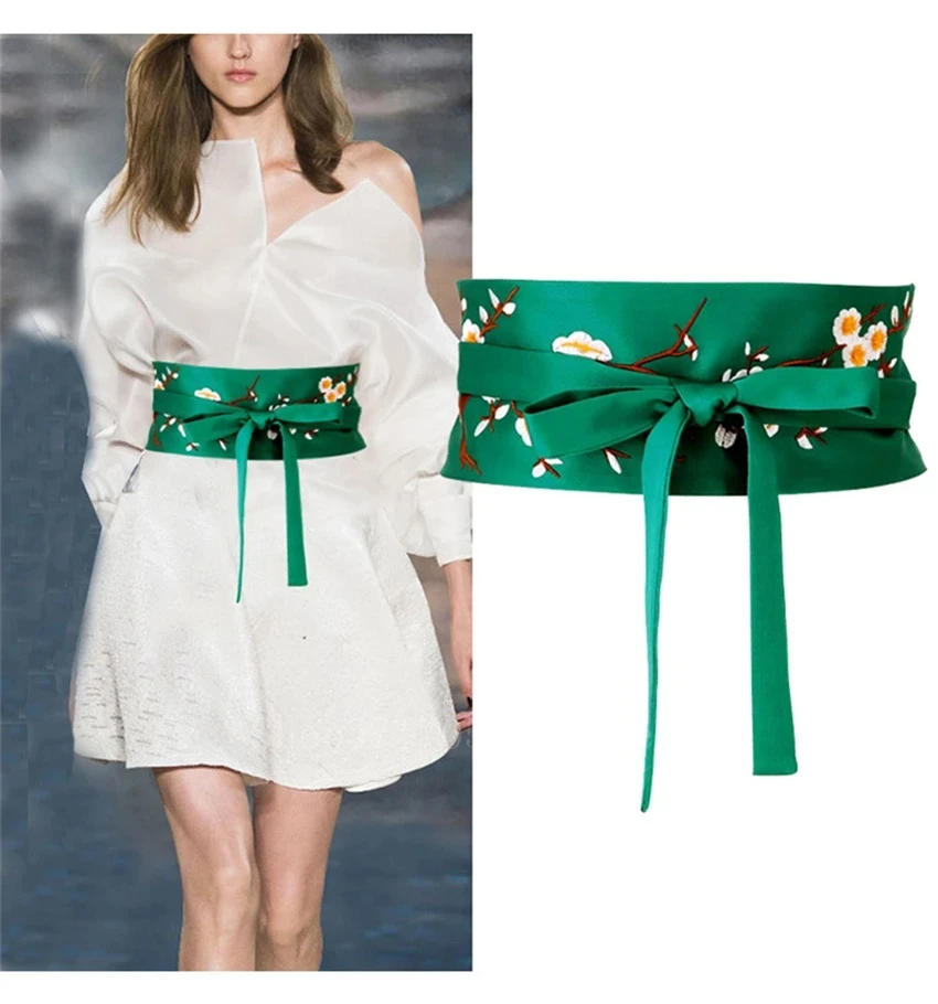 

Embroidery Japanese Style Kimono Belt Woman Floral Elegant Fashion Waistband Formal Dress Bow Obis Yukata Accessory Props